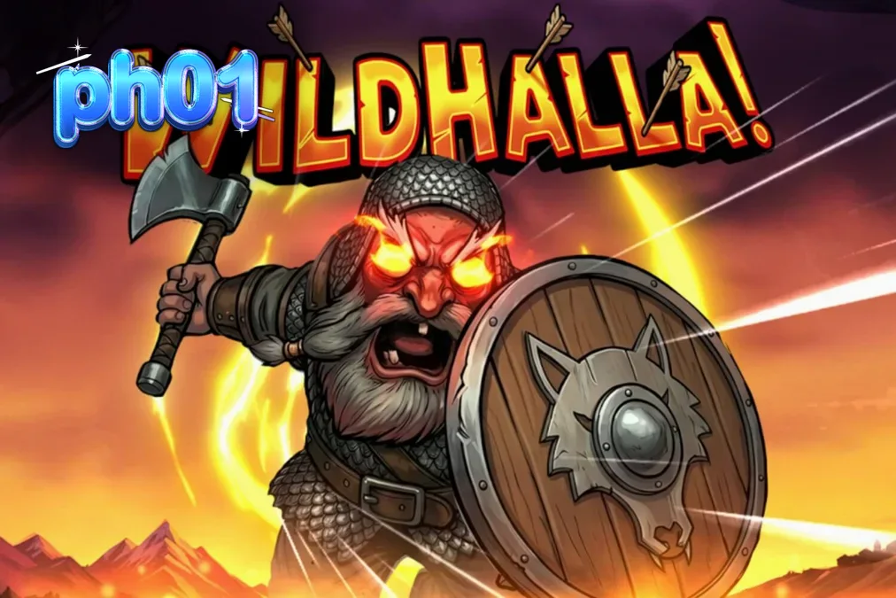 Makulay na disenyo ng Wildhalla slot na may temang Viking at Norse mythology.